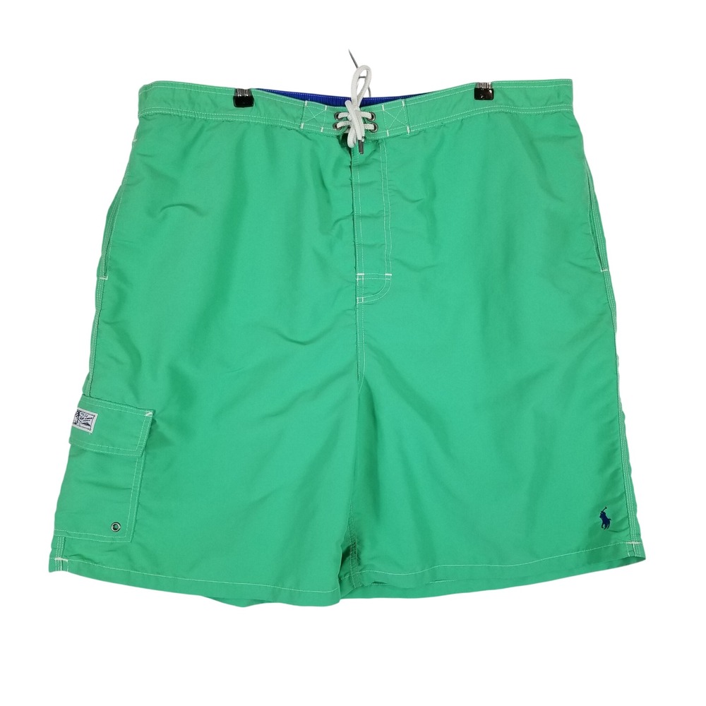 Polo Ralph Lauren Swim Trunks Men 4XLT Green Cargo Pocket Embroidered Pony
